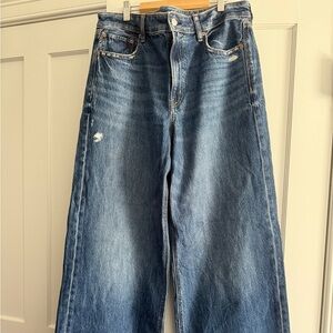 Hi-Rise Baggy Wide Leg Cuffed Jeans
